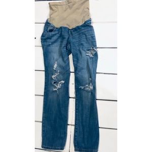 Indigo Blue Distressed Maternity Jeans